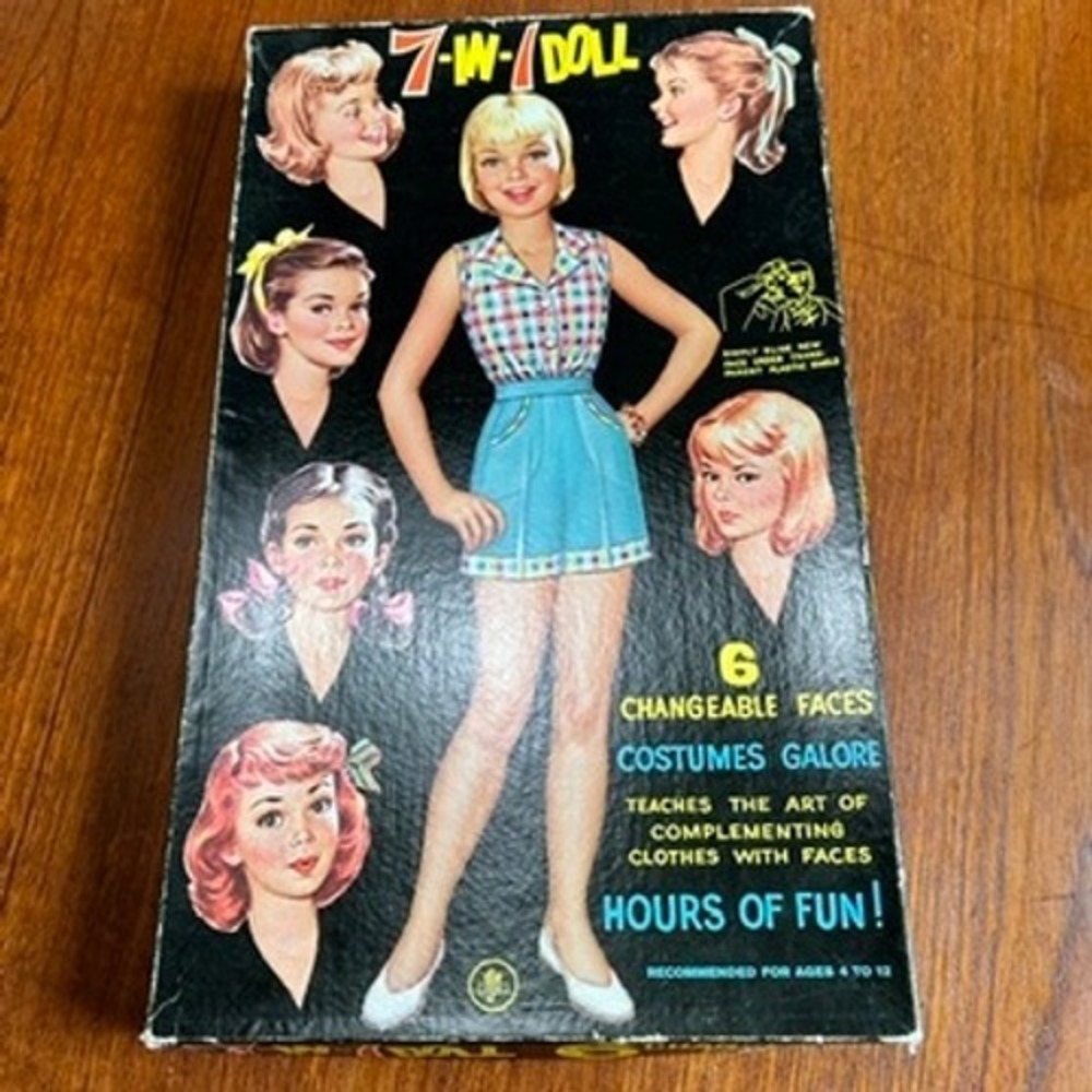 Lowell Vintage 7-in-1 Paper Doll Changeable Faces Costumes Retro Toy Boxed Set
